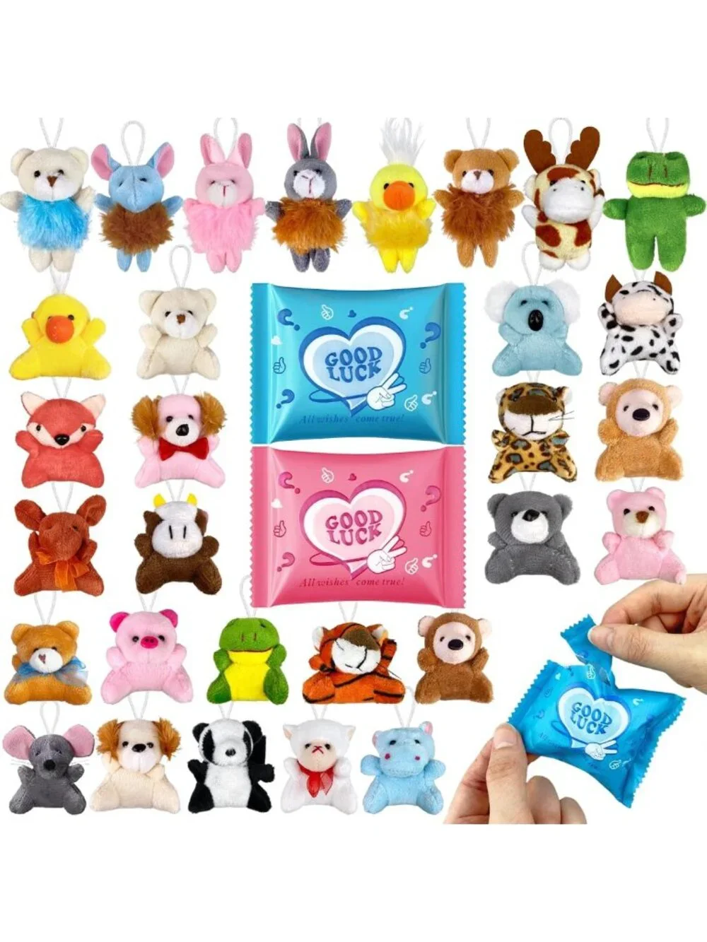 24 PCS Mini Blind Bags - 30 Styles Plush Keychains, Surprise Toys for Parties